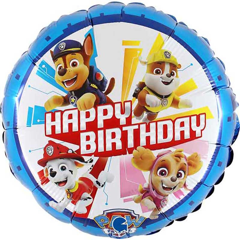 Paw Patrol Round Shaped Happy Birthday Balloon