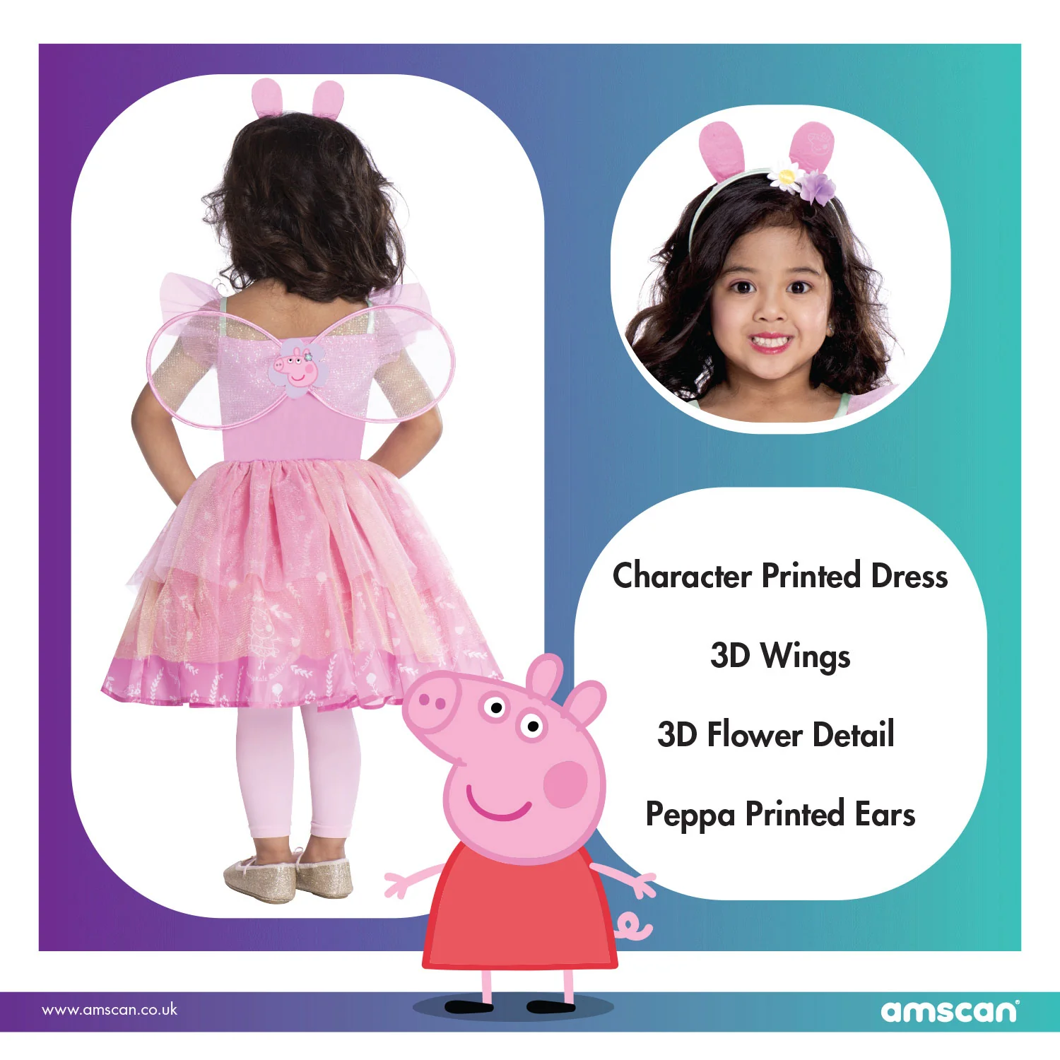 Peppa Pig Fairy 3 Pieces Costume - Image 4