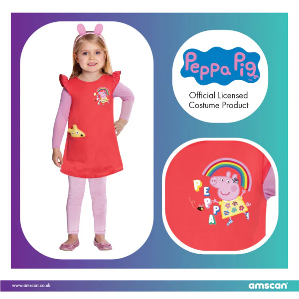 Peppa Pig Fancy Dress Costume including ears headband, leggings and teddy - Image 2