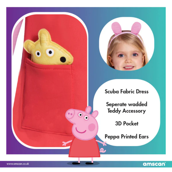 Peppa Pig Fancy Dress Costume including ears headband, leggings and teddy - Image 3