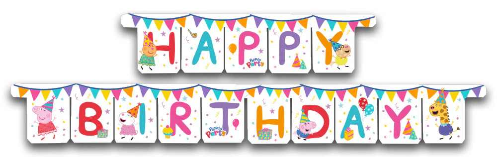 Peppa Pig Party "Happy Birthday" Banner
