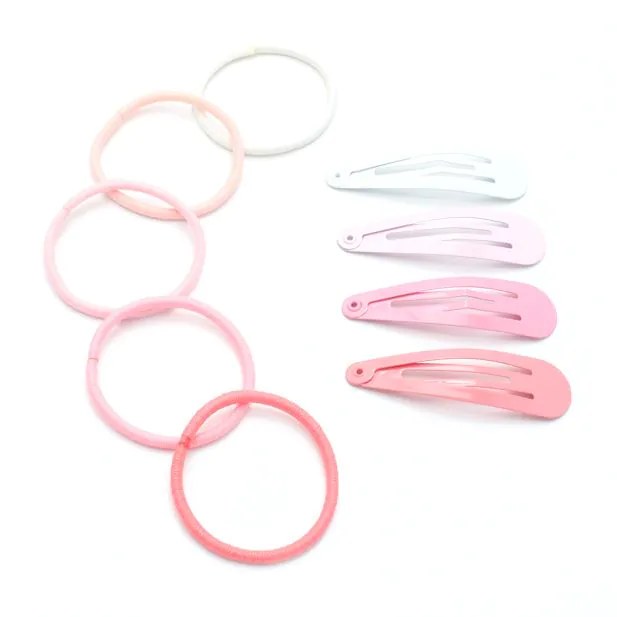 Pink Hair Accessories set 4 Snap Clips & 15  Pony Tail Holders - Image 2