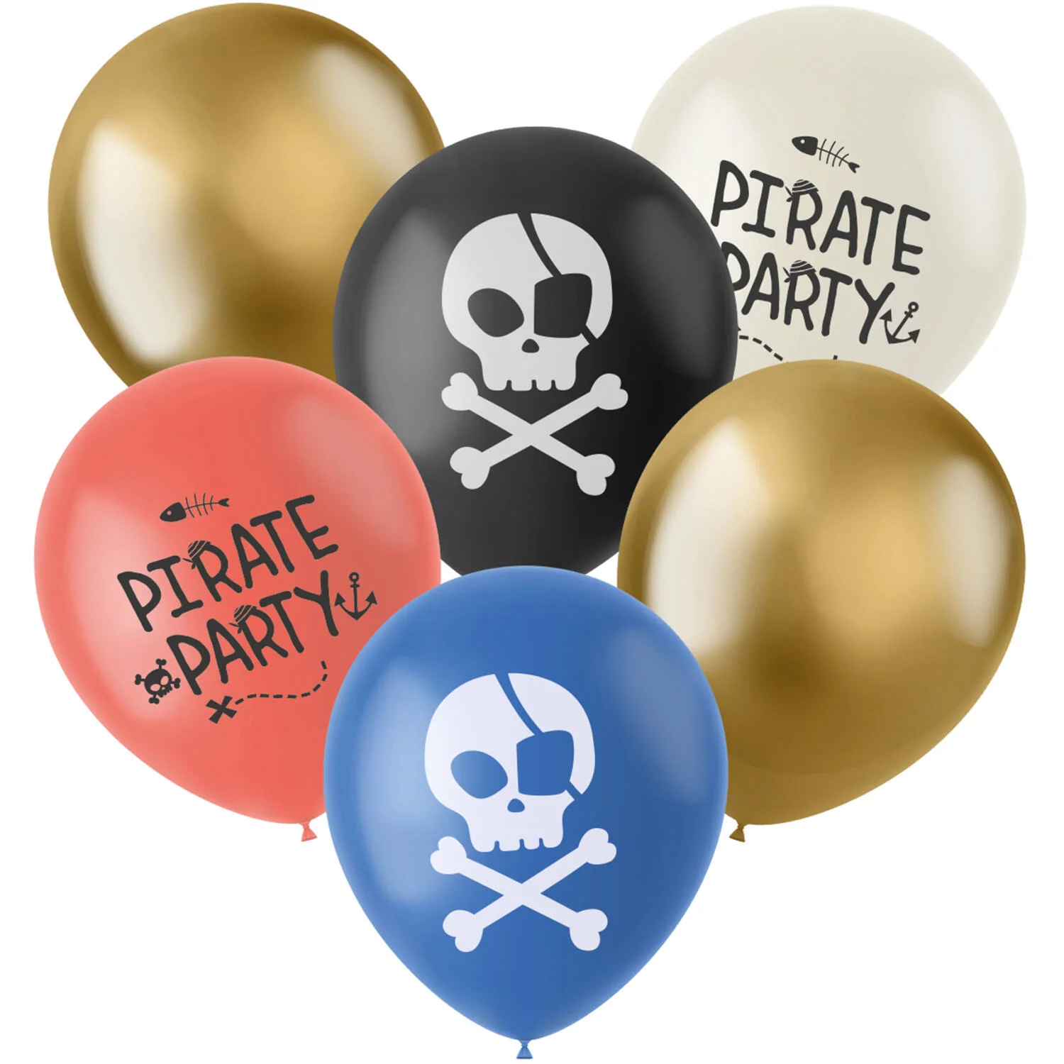 Pirate Party Latex Balloons - (33 cm - 6 pieces)
