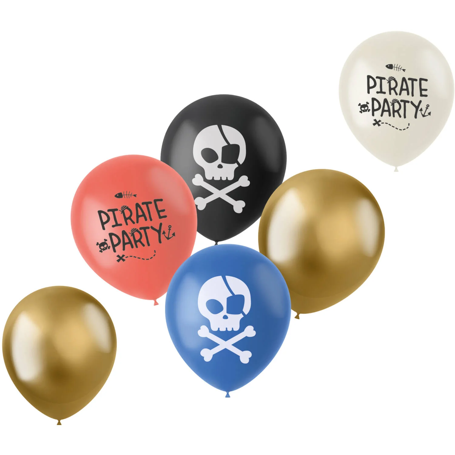 Pirate Party Latex Balloons - (33 cm - 6 pieces) - Image 2