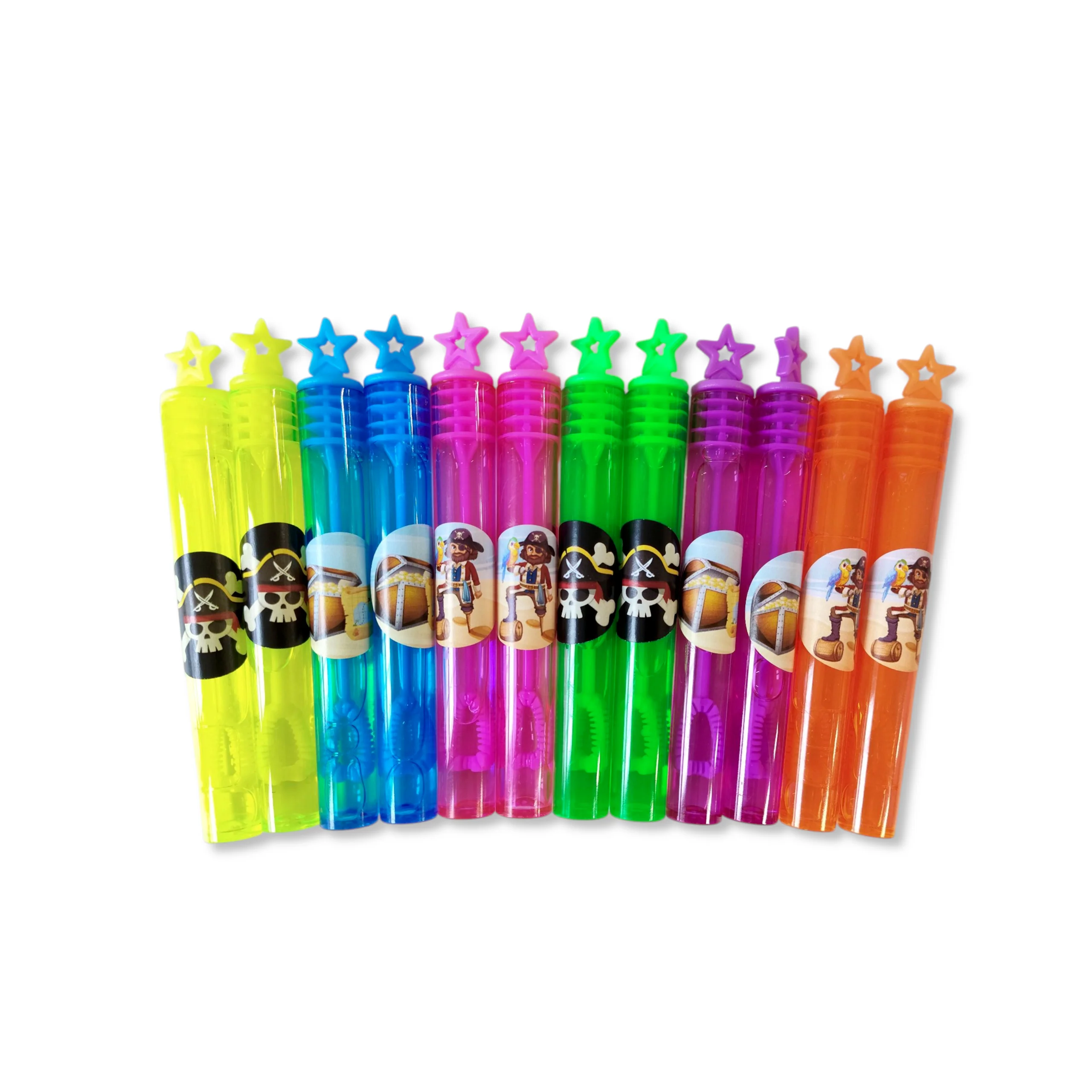 Pirate Themed Neon Bubble Wands with Star Topper