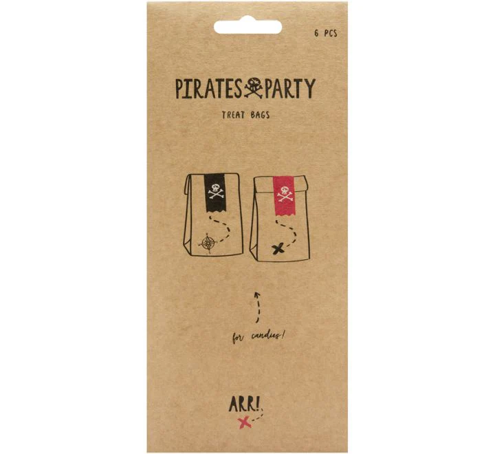 Pirates Kraft Party Treat Bags (Pack of 6) - Image 2