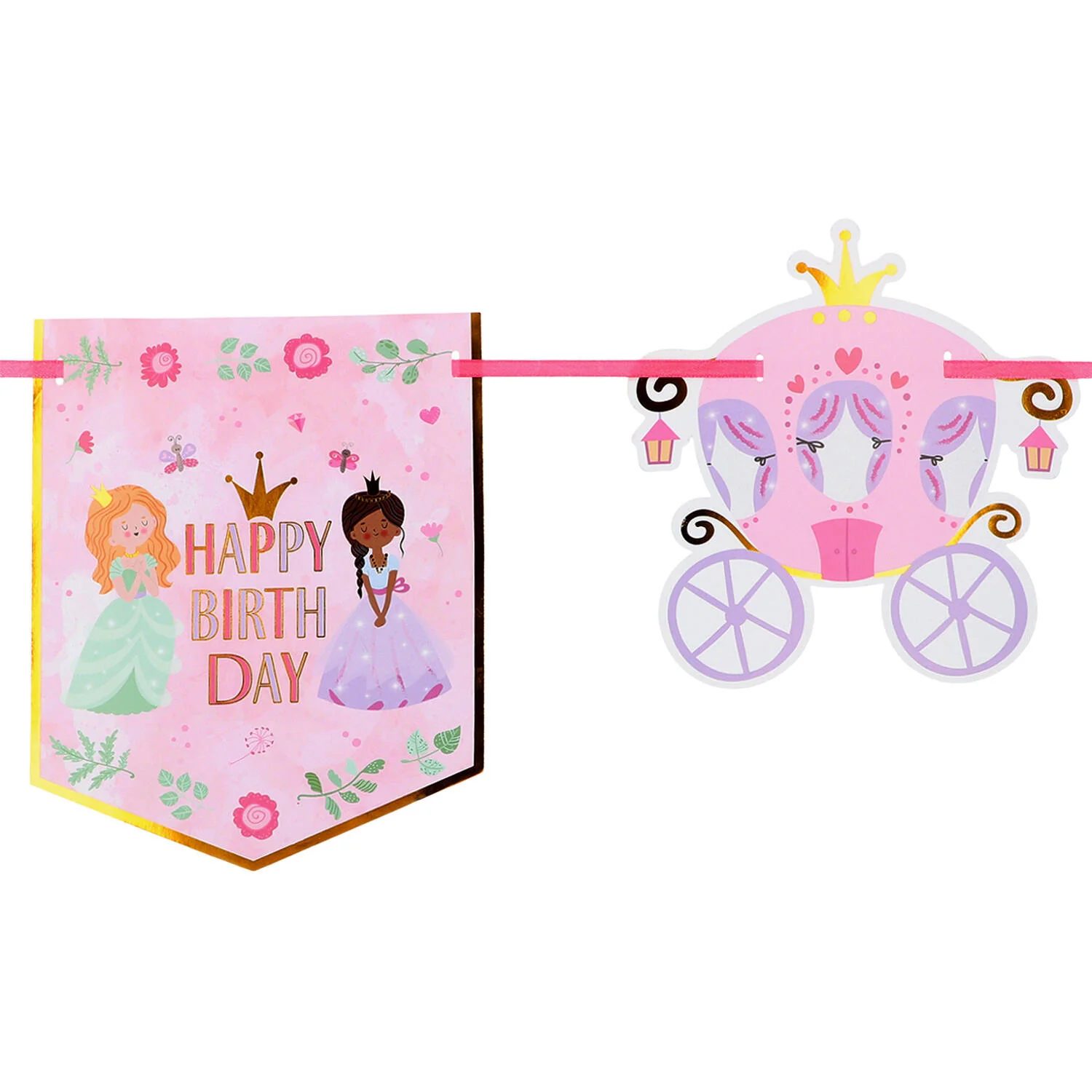 Pretty Princess "Happy Birthday" Banner - Image 2