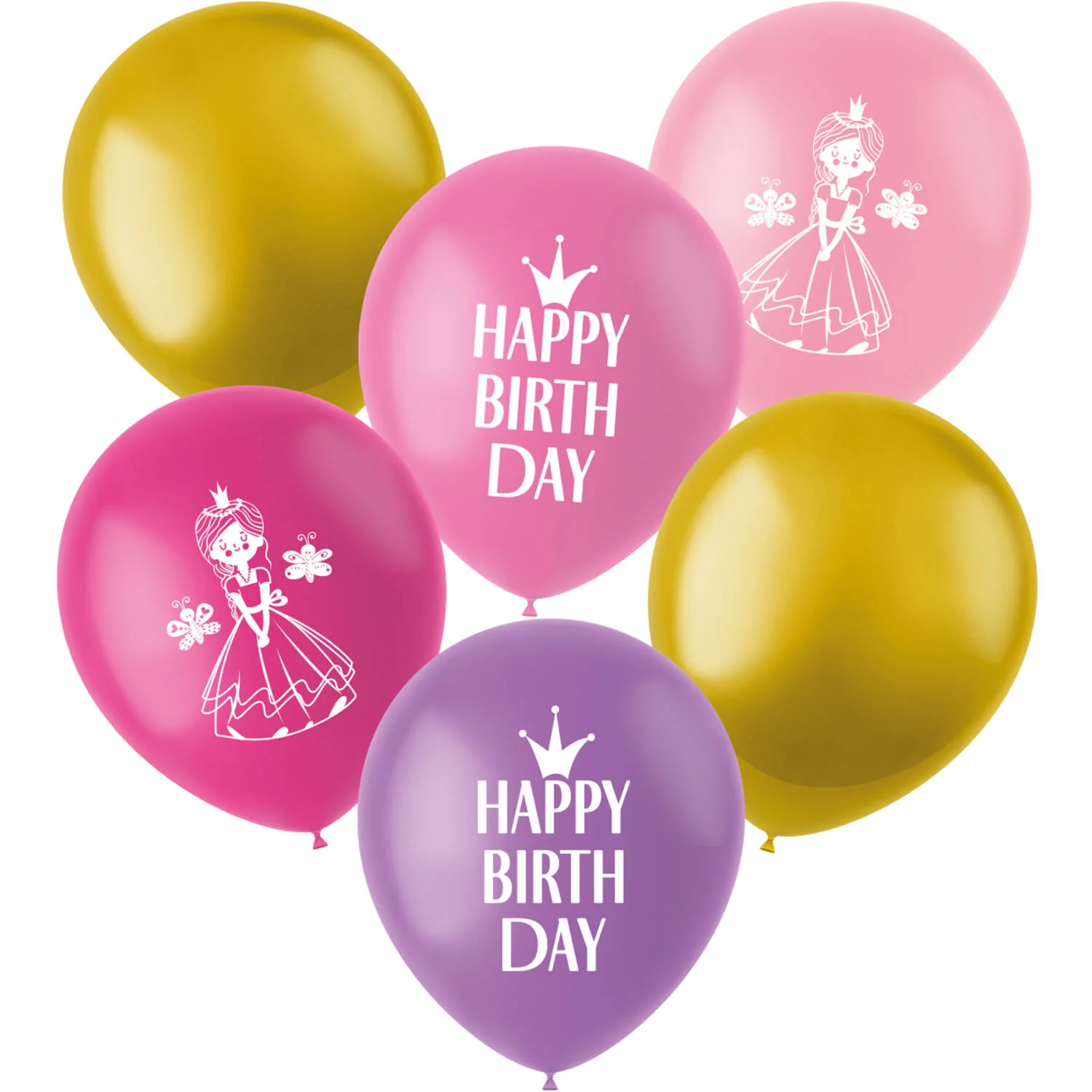 Pretty Princess Latex Birthday Party Balloons - 33 cm - 6 pieces)