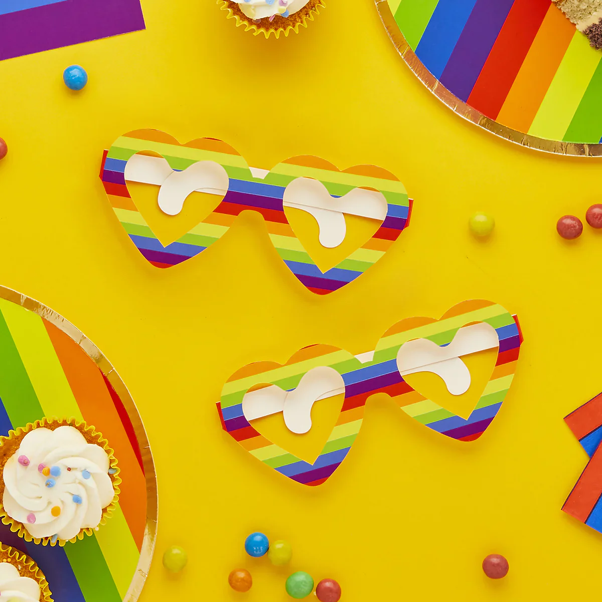 Pride - Love is Love Heart Shaped Cardboard Novelty Glasses (Pack of 10) - Image 2