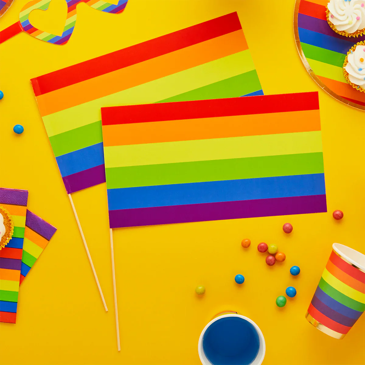 Pride - Paper Hand held Flags (Pack of 6)