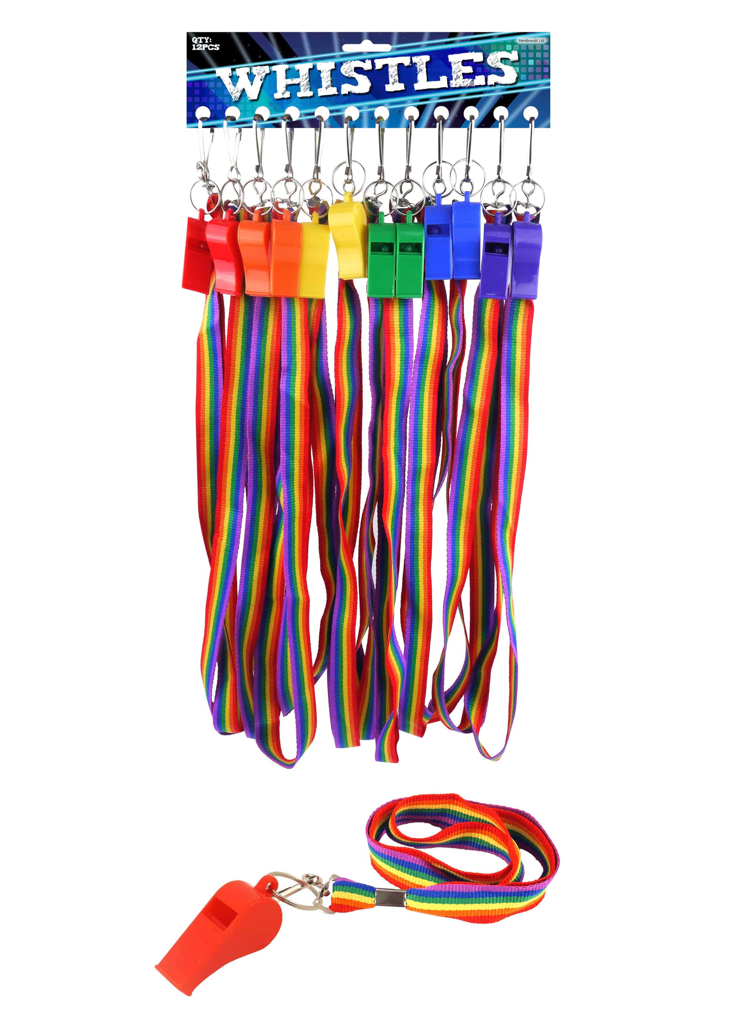 Pride Rainbow Cord Plastic Whistle - Image 3