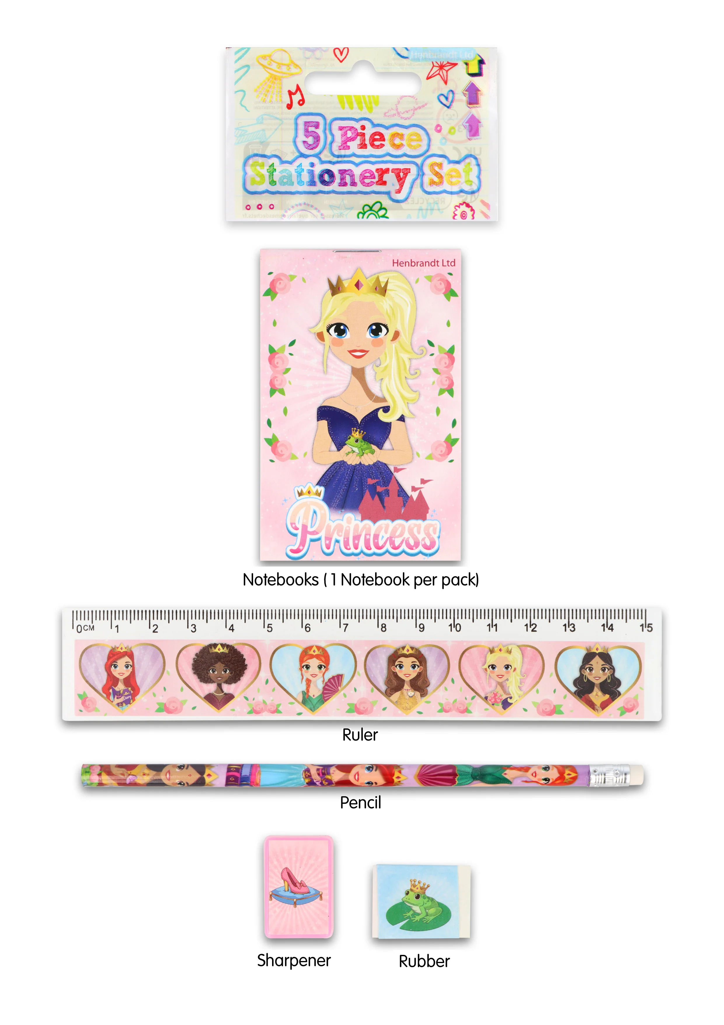 Princess Five Piece Stationery Set