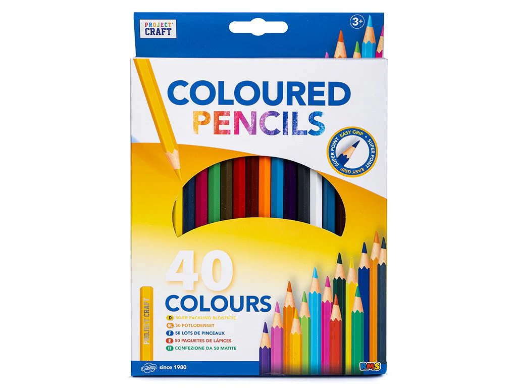 Project Craft 40 Coloured Pencils Set