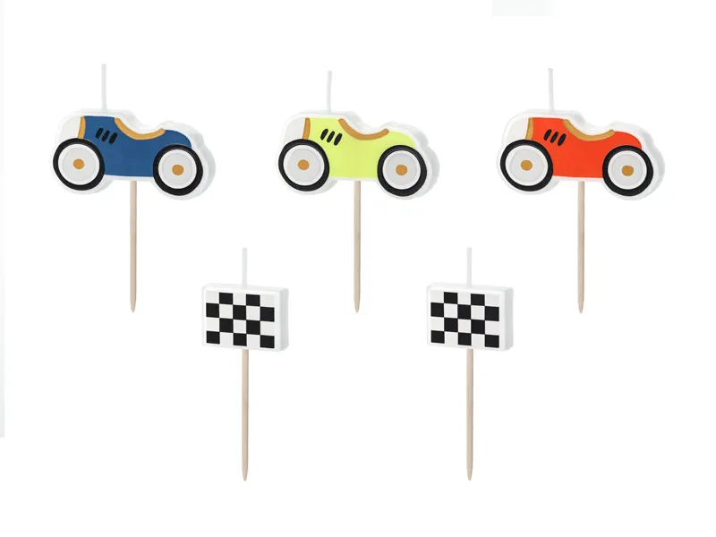 Racing Car Pick Birthday Cake Candles (5 pieces)