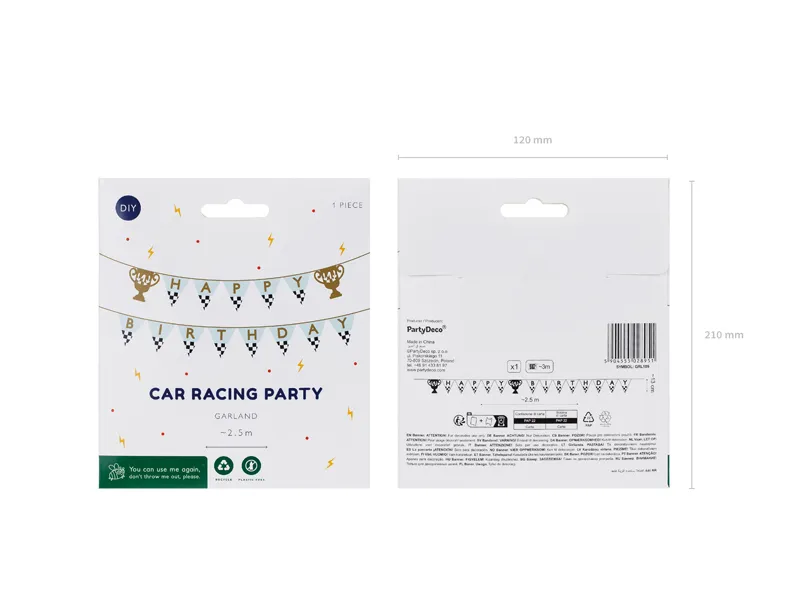 Racing Cars Happy Birthday Party Banner, 2.5m - Image 4