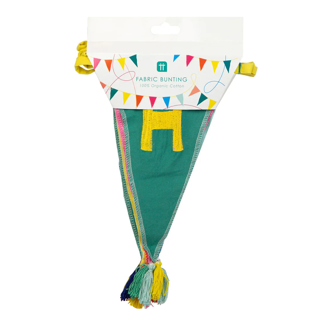 Rainbow 'Happy Birthday' Birthday Party Reusable Fabric Bunting Banner - 3m - Image 2