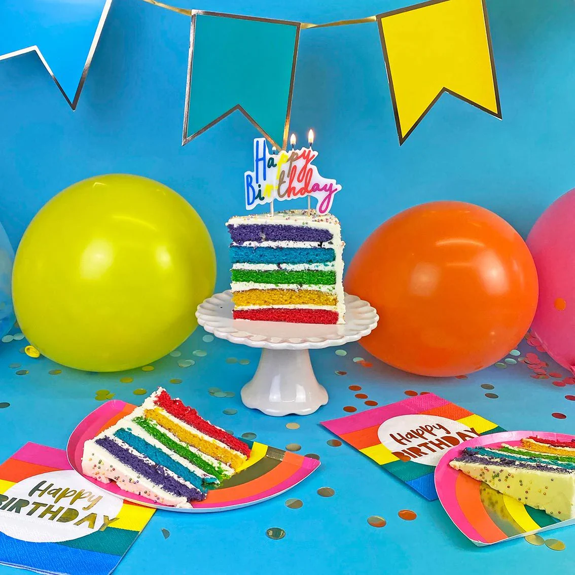 Rainbow 'Happy Birthday' Recyclable Napkins - 20 Pack - Image 6