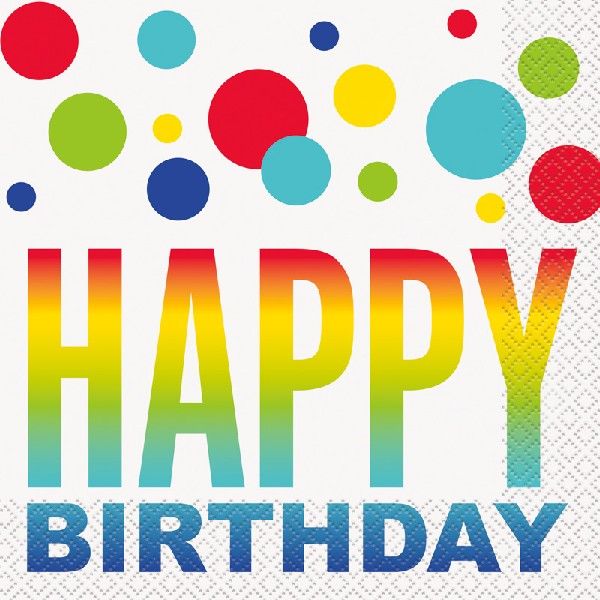 Rainbow Spots Happy Birthday Napkins (Pack of 16)