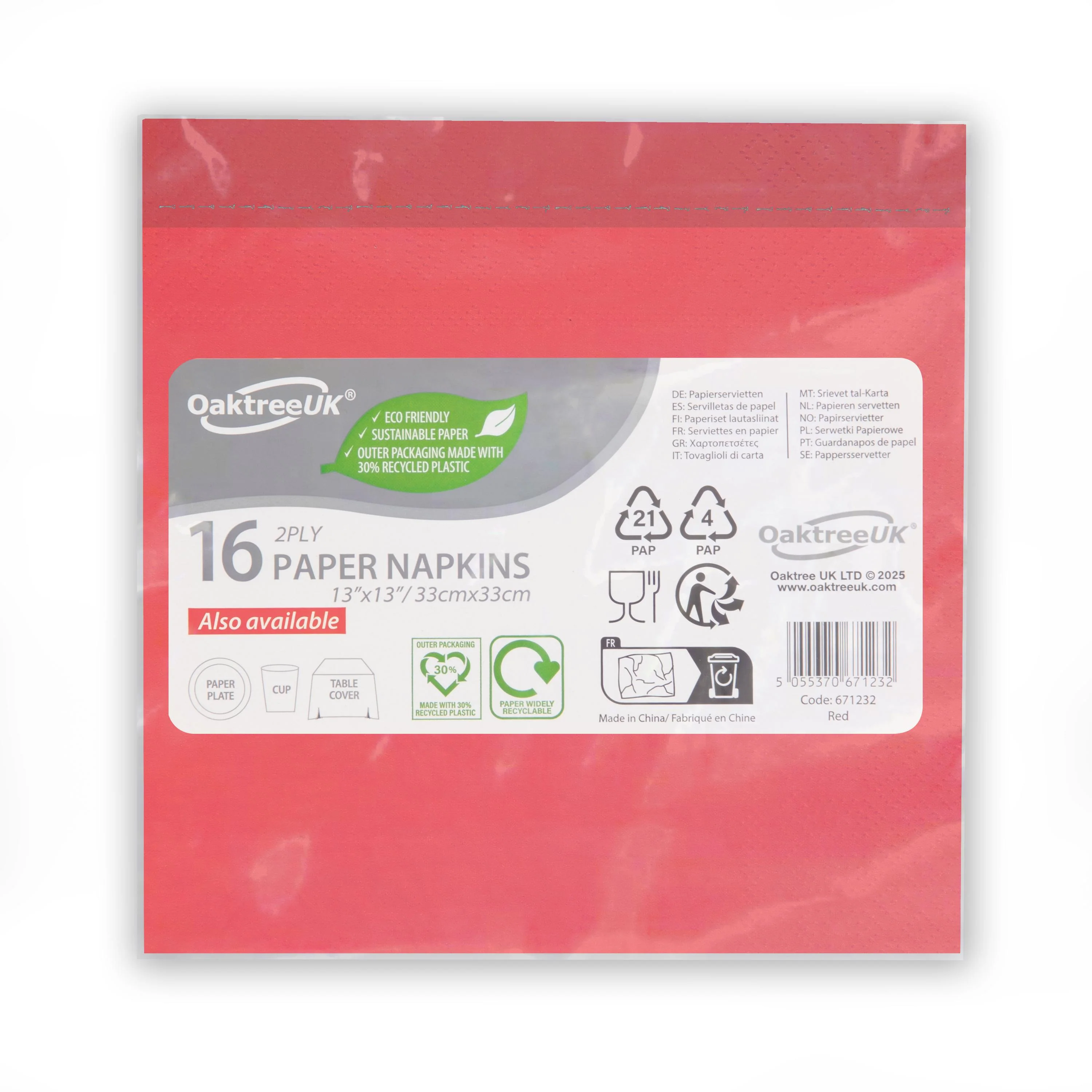 Red 2 Ply Napkins (Pack of 16) - Image 2