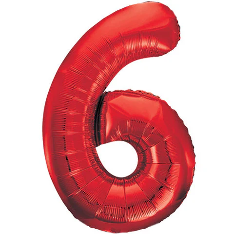 Red Number 6 Jumbo Foil Balloon 86 cm