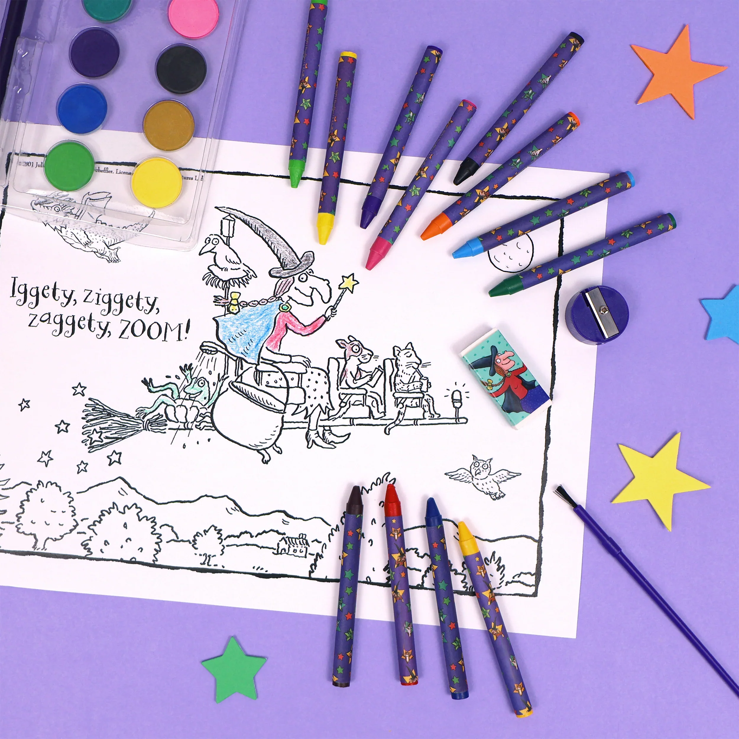 Room On The Broom Children's 42 Piece Art Set - Includes Paints and Crayons - Image 6
