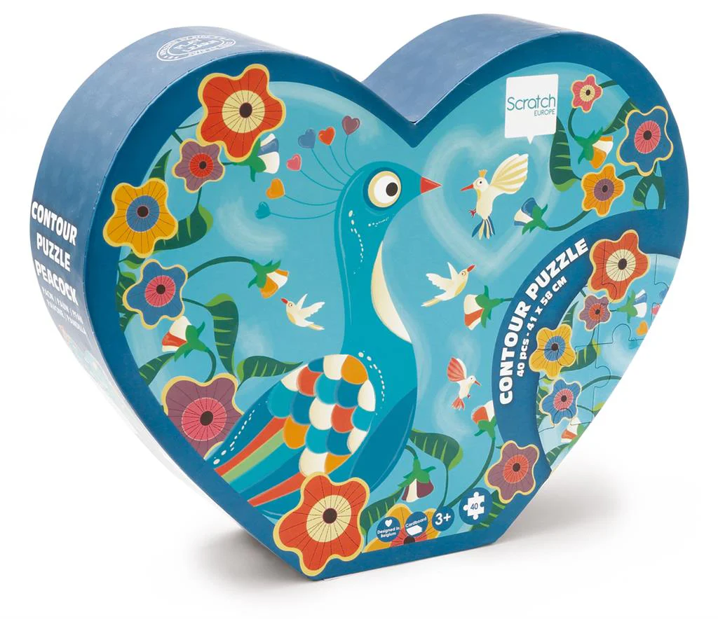 Scratch Contour Puzzle 40pcs – Peacock - Image 4