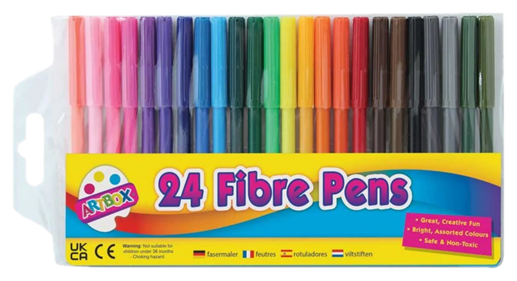 Set of 24 Assorted Fibre Pens