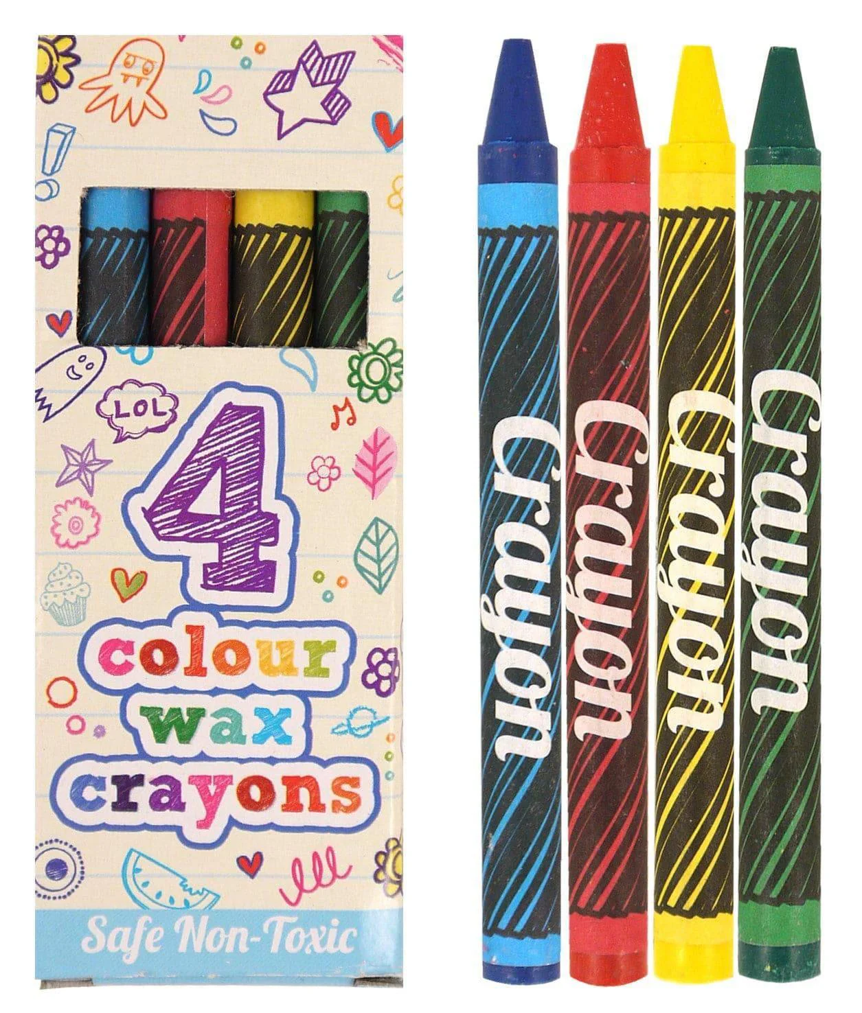 Set of 4 Assorted Mini Wax Crayons - 1 Pack