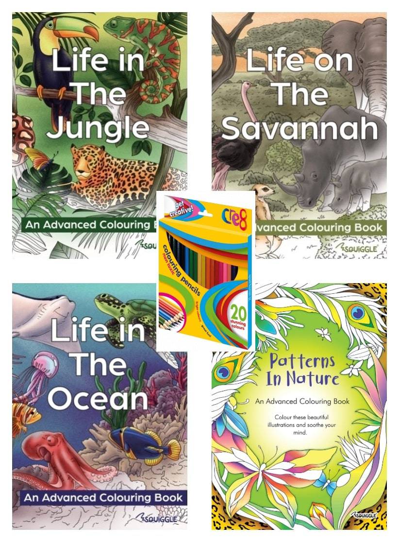 Set of 4 Nature Themed Adult Colouring Books