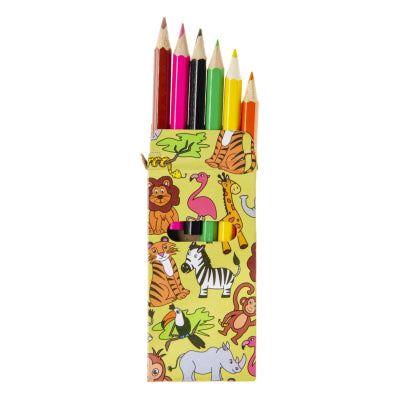 Set of 6 Jungle Mini Colouring Pencils - 1 Pack