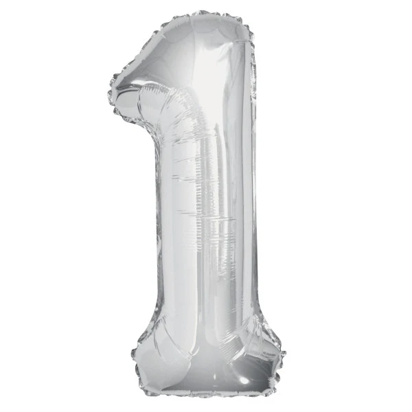 Silver Glitz Number 1 Foil Balloon 86cm