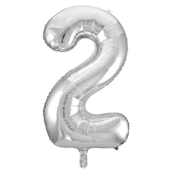 Silver Glitz Number 2 Foil Balloon 86cm