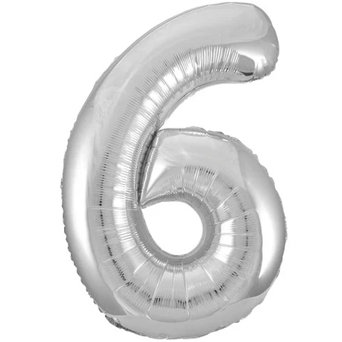 Silver Glitz Number 6 Foil Balloon 86cm