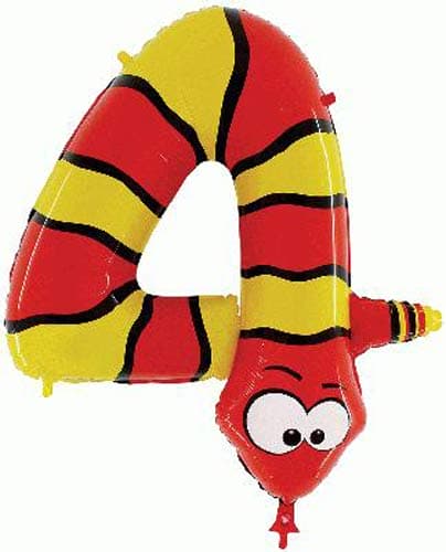 Snake Number 4 Zooloons Balloon, 102cm