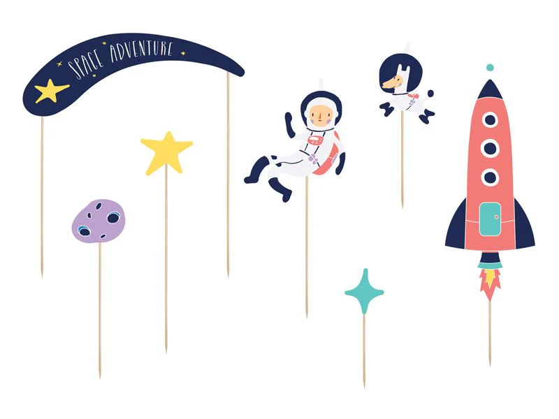 Space Birthday Cake Decorations Kit - 7 pieces - Image 2