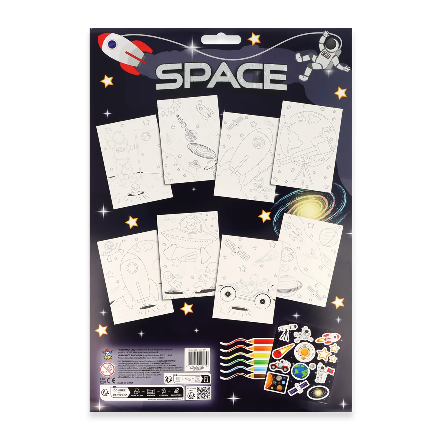 Space Colouring Set with Stickers & Pencils A4 - Image 2