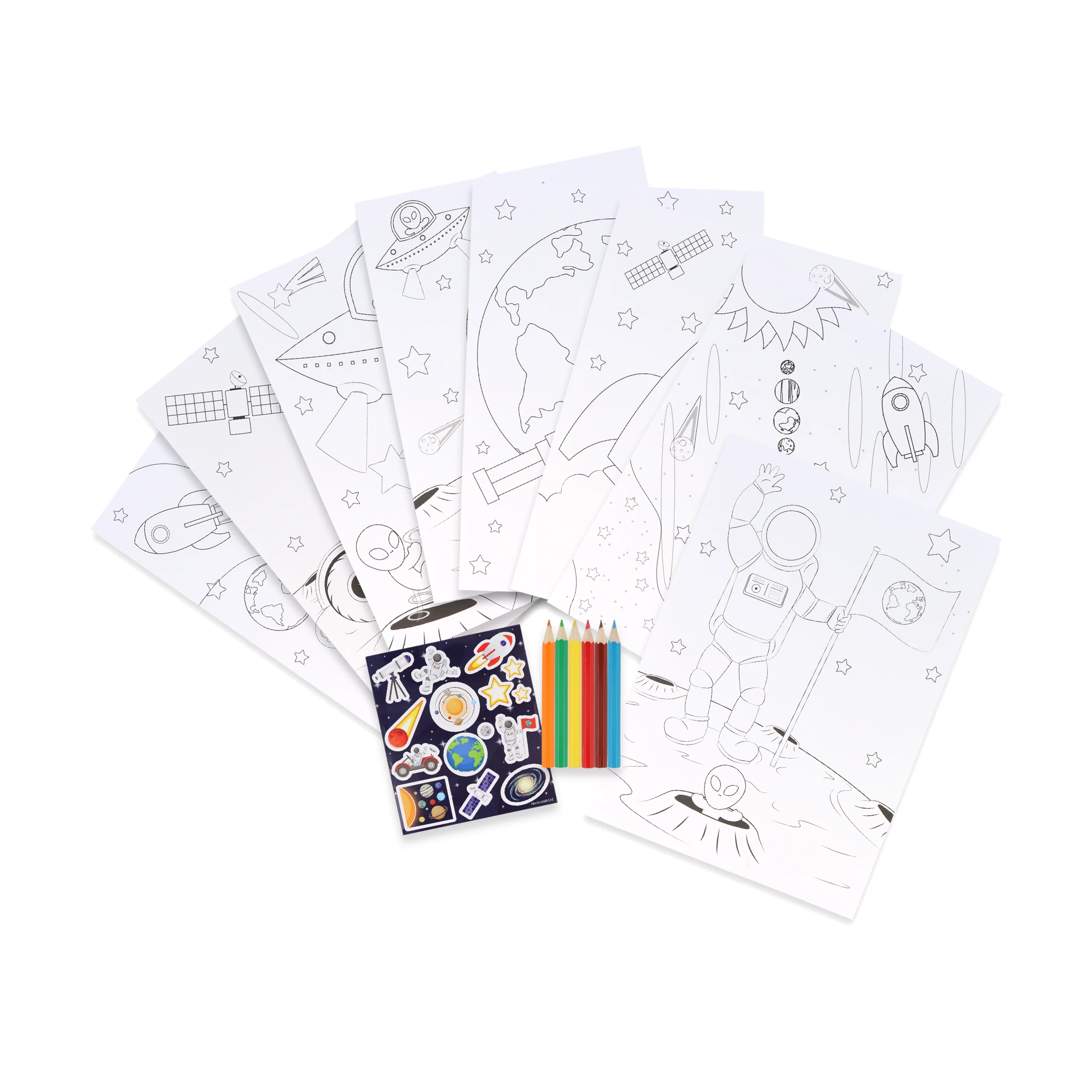 Space Colouring Set with Stickers & Pencils A4 - Image 3