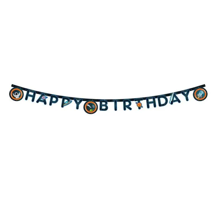 Space Rocket "Happy Birthday" Party Banner
