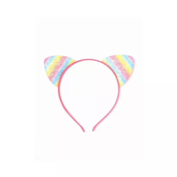 Sparkly Satin Rainbow Cat Ears Alice band Headband - Image 2
