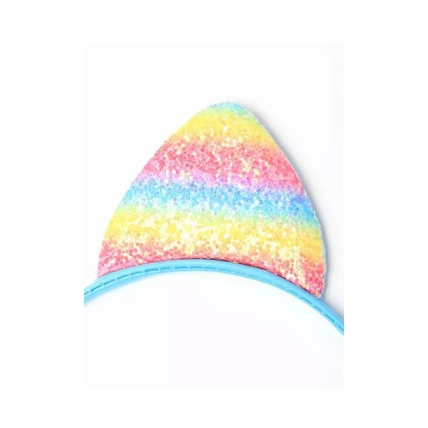 Sparkly Satin Rainbow Cat Ears Alice band Headband - Image 4