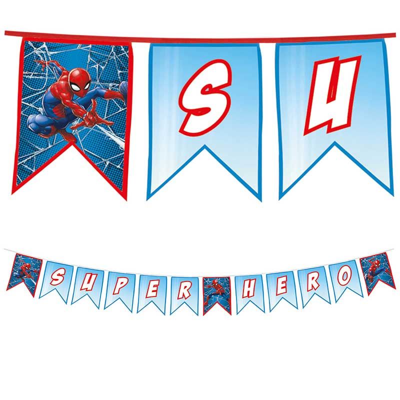 Spider-Man Superhero Re-usable Fabric Letter Birthday Party Banner (1. 85 m)