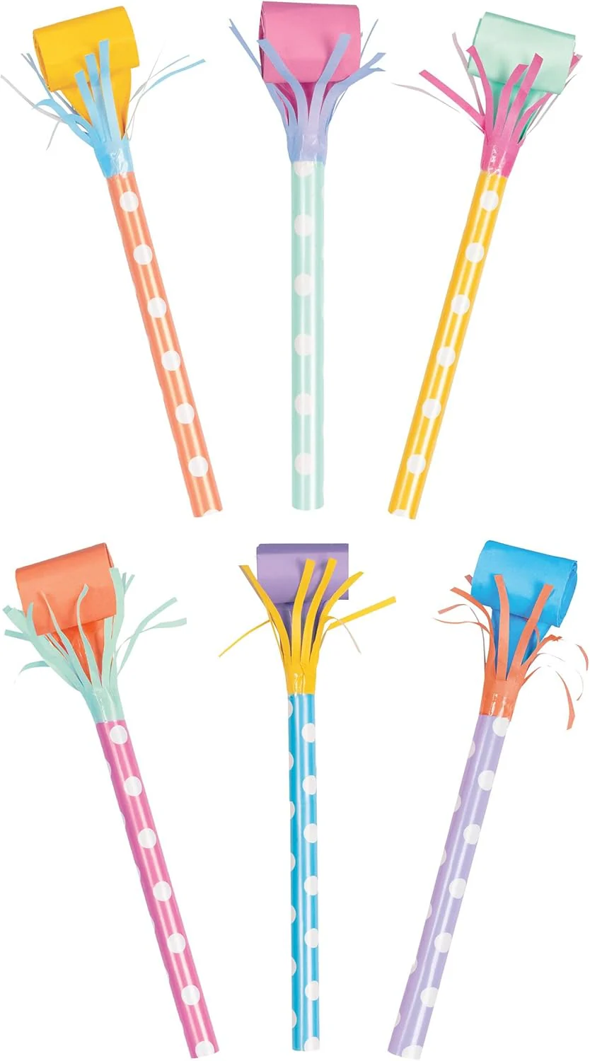 Spotty Party Blowout Whistles - 30cm (6 pieces)