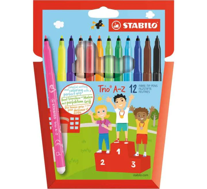 Stabilo Trio A-Z - Pack of 12 Coloured Fibre-tip Pens
