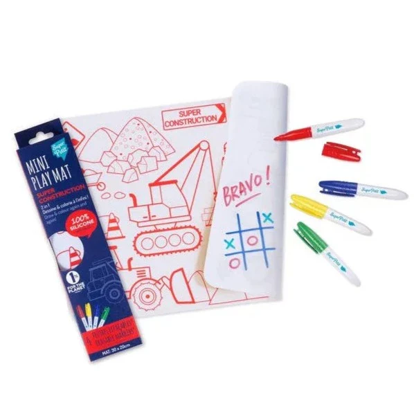 Super Petit - Mini Reversible Colouring Mat Set -Construction