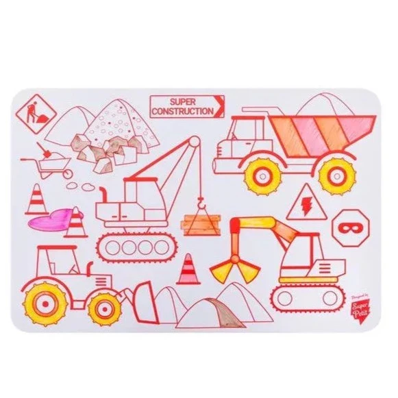 Super Petit - Mini Reversible Colouring Mat Set -Construction - Image 2