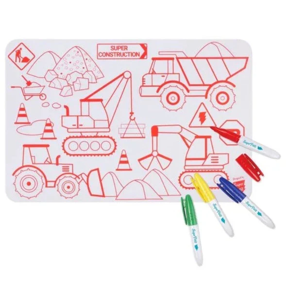 Super Petit - Mini Reversible Colouring Mat Set -Construction - Image 3