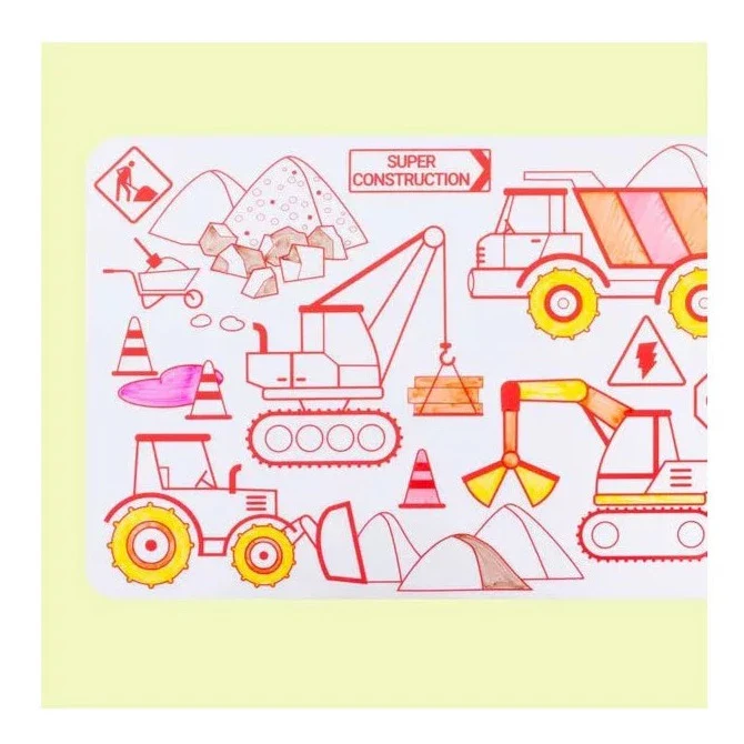 Super Petit - Mini Reversible Colouring Mat Set -Construction - Image 5