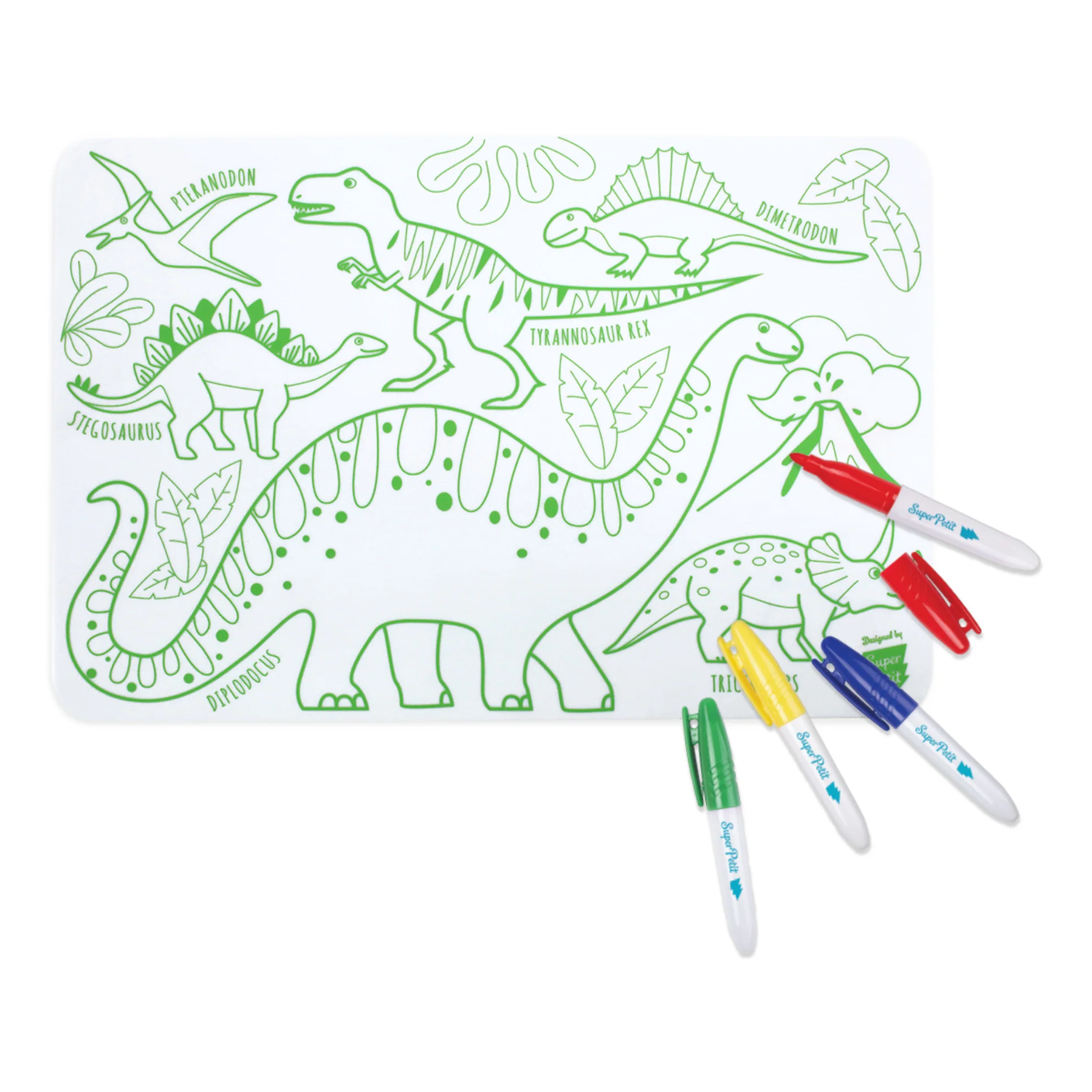 Super Petit - Mini Reversible Colouring Mat Set - Dinosaur - Image 3