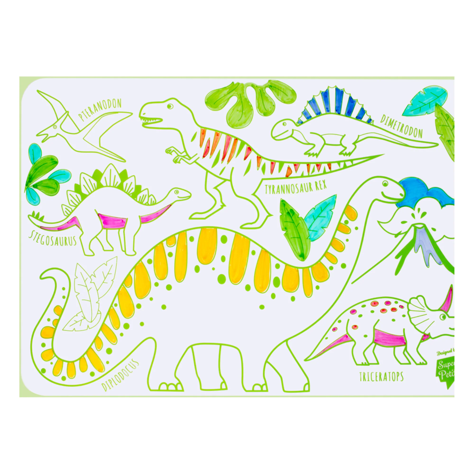Super Petit - Mini Reversible Colouring Mat Set - Dinosaur - Image 5