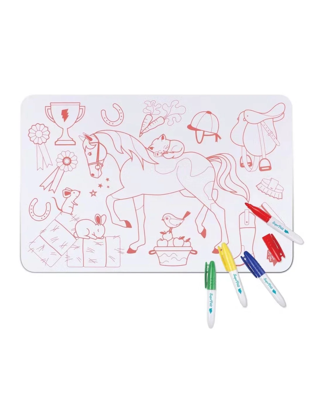 Super Petit - Mini Reversible Colouring Mat Set - Pony - Image 2